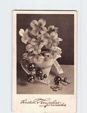 Postcard Herzliche Neujahrswünsche with Horseshoe Vase Clover Picture picture