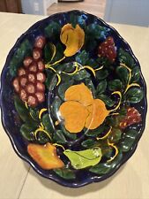 Hand-Painted Mexican Talavera Venegas Pottery Oval Scalloped￼ Serving Bowl~NICE picture