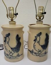 1 Vintage Primative Maple City Pottery Rooster Crock Lamp (2 Matching Available) picture