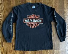 Harley Davidson CHICAGO SKYLINE Black Cotton Graphic Long Sleeve Shirt Sz L **** picture