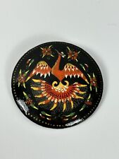 Vintage Russian Palekh Laquer Handpainted Phoenix Peacock Button Pin 2