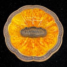 Vintage MCM Treasure Craft Hawaii Yellow Orange Trinket Dish 5”W picture
