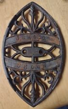 Antique Cast Iron Footed Sad Iron Trivet Stand Logo J.S.H. & Co Crown picture