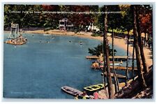 Webster Massachusetts MA Postcard Colonial Park On Lake Chargoggag Boat c1930's picture