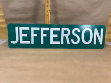JEFFERSON Green Street Sign 6” X 24” Green Double Sided  Retired USED Sign picture