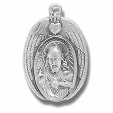 Religious Gifts Sterling Silver Scapular Guardian Angel Wing Medal Pendant, 13/1 picture