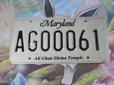 1985 Maryland Ali Ghan Shrine Temple License Plate MD AG00061 Shriners picture