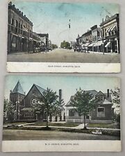 Antique Postcard Marlette Michigan Methodist Church and Main Street early 1900s picture