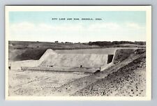 Osceola IA-Iowa, City Lake and Dam, Antique Vintage Souvenir Postcard picture