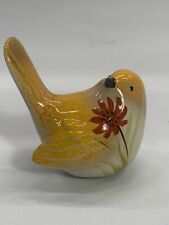 Floral Painted Yellow Bird Roly Poly Resin Figurine Flower Design picture