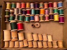 Lot of 61 Vintage Wooden Thread Spools Various Sizes/Colors/Brands - For Crafts picture