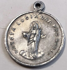 St Sancta Lucia Lucy Medal Pendant Vintage Ora Pro Nobis Pray For Us Jesus Nice picture