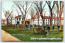Postcard Springfield Mass. Military Drill at U. S. Arsenal Soldiers Cannons A20 picture