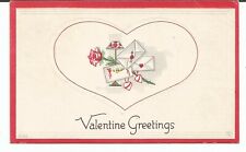 Valentine Mail Greetings Unposted Vintage Postcard Red Border picture