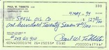 Paul W. Tibbets WWII Enola Gay Pilot Personal Check Bank Authenticated picture
