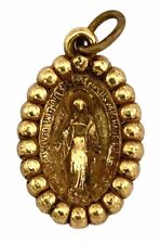 VINTAGE Gold Plated Oval MIRACULOUS MEDAL Pendant  picture