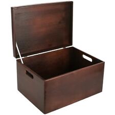 Creative Deco Large Brown Wooden Box Storage with Hinged Lid | 15.8 x 11.8 x ... picture
