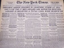 1933 APRIL 4 NEW YORK TIMES - AKRON CRASHES IN STORM AT SEA - NT 5210 picture