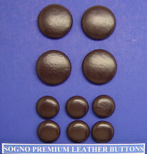 10 USA MADE REPLACEMENT BUTTONS FOR VINTAGE OUTFITS,DARK CHOCOLATE BROWN LEATHER picture