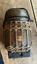 Vintage Sri Lanka Paper Mache Snuff Box with Wicker Accents and Lid 6.5
