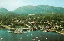 Bar Harbor Maine Village on Mt Desert MA Massachusetts aerial view Postcard picture