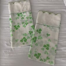 ANNE KLEIN Lot 2 Vintage Green SHaMRoCK St Patrick’s Day Burlington Pillowcases picture