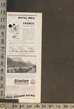 1922 ROYAL MAIL FRANCE GLACIER NATIONAL PARK RAILROAD SHUFFLEBOARD TRAVEL ADWT67 picture
