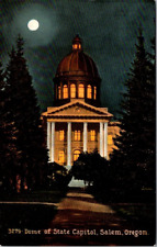 Post Card Dome Of State Capital Salem Oregon Divided Back 1907-1917 Night View picture