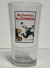 Guinness Pint Glass My Goodness My Guinness Beer Pint Glass Lion Chasing Man 6” picture
