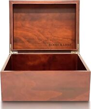 Large Box with Hinged Lid - Wood Storage Box with Lid-Wooden Keepsake Decorative picture