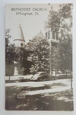 Effingham, IL Illinois Methodist Church, Car 1940s Real Photo RPPC Postcard H82 picture