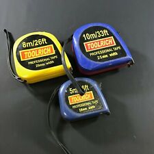 3x TOOLRICH PROFESSIONAL TAPE MEASURES 10M/33FT 8M/26FT & 5M/16FT HAND TOOLS picture