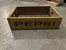 Vintage 1970’s Yellow Pepsi Cola Wood Soda Pop Crate Great Shape picture
