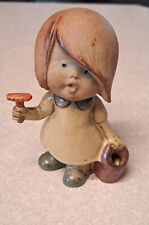 Vintage Midcentury Japan UCTCI RedClay Terracotta Gardening Girl Figurine 3.75 