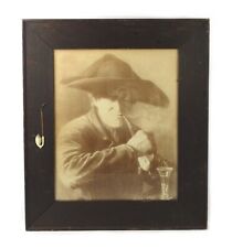 Antique 19th Century German Lithograph Print Man Smoking Meerschaum Pipe Frame picture