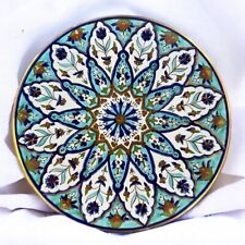 Vintage Greek Kutahia Porcelain Plate Dish Hand Painted Floral Blue Accents VTG picture