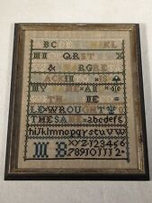 Antique 1840 Victorian Needlework Sampler Alphabet Margret Blackinton 1830-55 ME picture