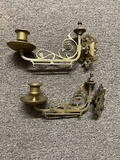 Antique brass candle sconce pair picture