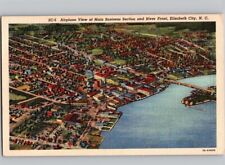 c1940 Aerial Of Business Section River Elizabeth City North Carolina NC Postcard picture