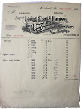 Loring Short & Harmon Billhead Portland ME Bookseller Stationery Yellow 1906 atq picture