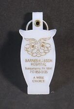 Vintage Glow in the Dark Plastic Owl Keychain Barnes-Kasson Hosp. Susquehanna PA picture