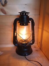 Vintage Black Electric Lantern - Hang or Table Lamp Light Rustic Farm Home  picture
