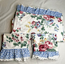 Vtg Westpoint Stevens Queen Ruffle Cottage Granny Flat Sheet & Pillow Cases picture