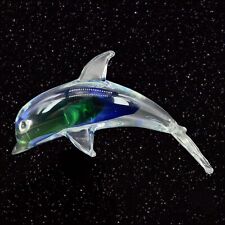Vintage Art Glass Dolphin Figurine Paperweight Multicolor Glass Sea Animal 6