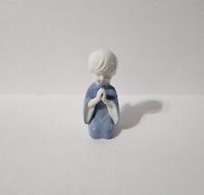 Vintage Brinn's Porcelain Praying Boy Figurine Blue And White 4