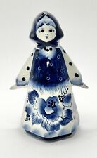 Gzhel Russian Hooded Girl Blue White Floral Russia Figurine picture