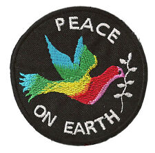 Badge Patch Peace on Earth Fusible Patch Embroidered Peace Doves Round picture