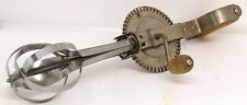 Vintage/Antique A&J Red Wood Handle Steel High Speed Hand Crank Egg Beater Mixer picture