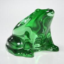 Baccarat France Green Crystal Art Glass Frog Paperweight Figurine Sculpture 4