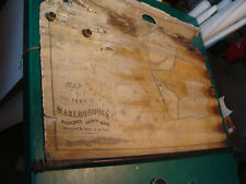 original vintage MARLBOROUGH Middlesex County Mass. 1853 pull down map V POOR  picture